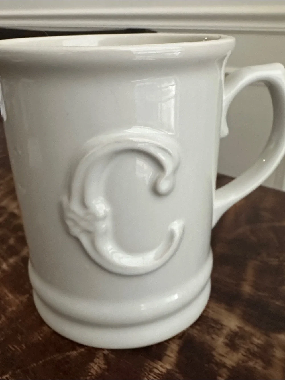 White Ceramic Monogram 'C' Coffee Mug